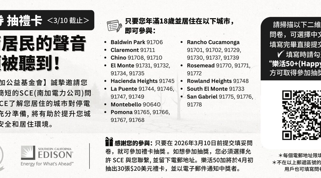 填問券 抽禮卡！3/10截止！